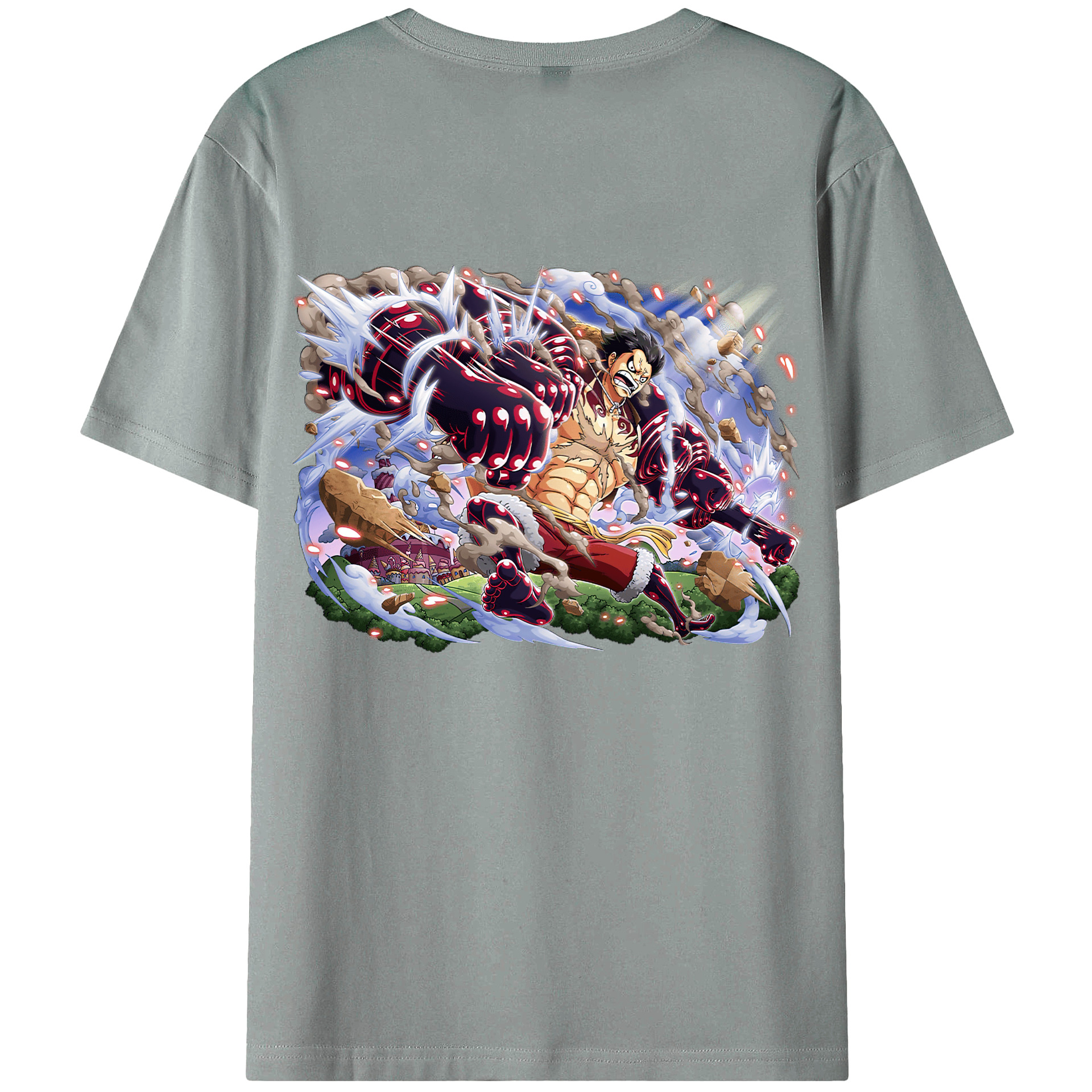 ワンピース モンキー・D・ルフィ ONE PIECE Monkey D. Luffy 綿100％ メンズ半袖Tシャツ（バックプリント） 通気性